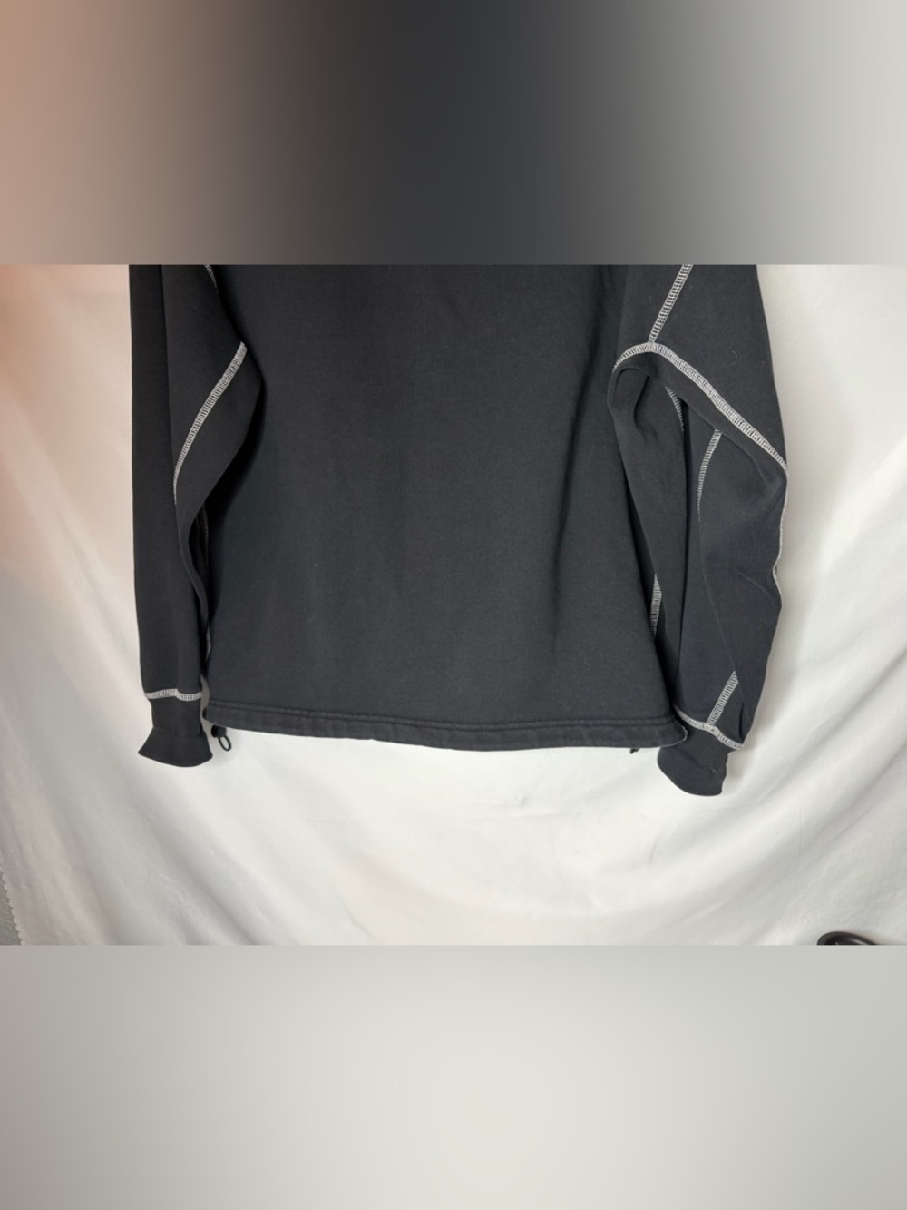 Rag & Bone Men’s XL 100% Cotton Black Sweatshirt Contrast Seams Toggle Hem - Picture 10 of 12